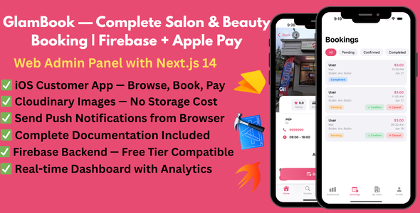 GlamBook | Salon Booking iOS App With Admin Panel