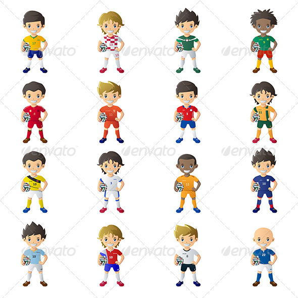 Boys with Soccer Jersey's and Balls - Sports/Activity Conceptual