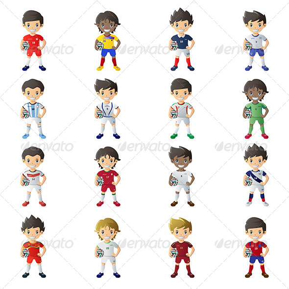 Boys with Soccer Jersey's and Balls - Sports/Activity Conceptual