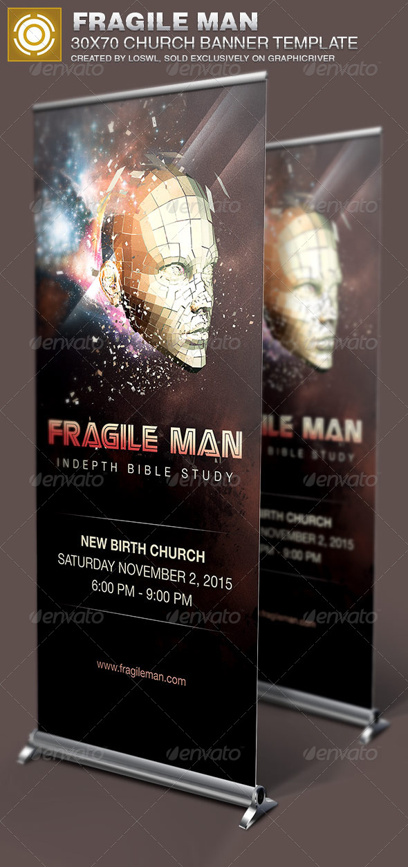 Fragile Man Church Banner Template - Signage Print Templates