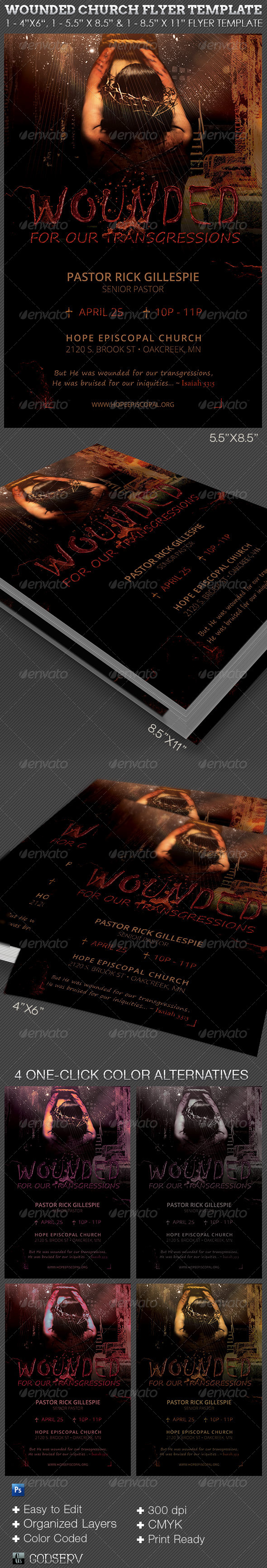 Wounded Church Flyer Template - Church Flyers