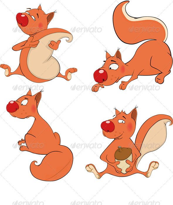Set of Squirrels Cartoon - Animals Characters
