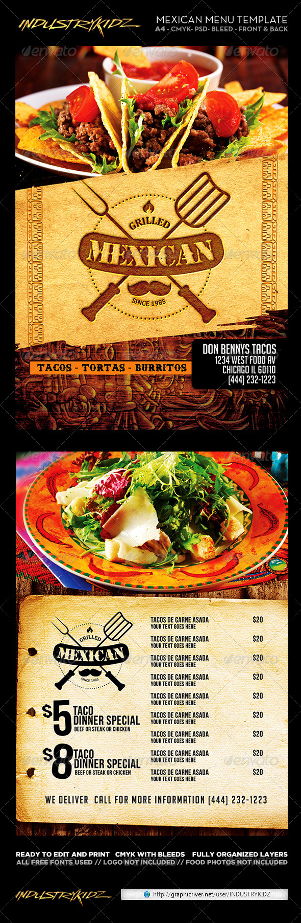Mexican Restaurant Menu Template by INDUSTRYKIDZ GraphicRiver