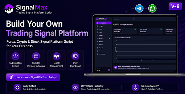 SignalMax - Trading & Forex , Crypto Signal Notifier Subscription based  Platform
