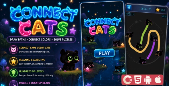 Connect Cats | HTML5 Game | Construct 3