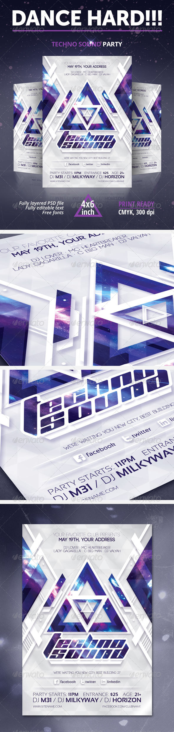 Techno Sound Party Flyer - Clubs & Parties Events