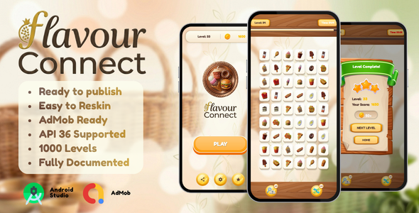 Flavour Connect | Android Food Matching Puzzle Game - AdMob & Publish Ready