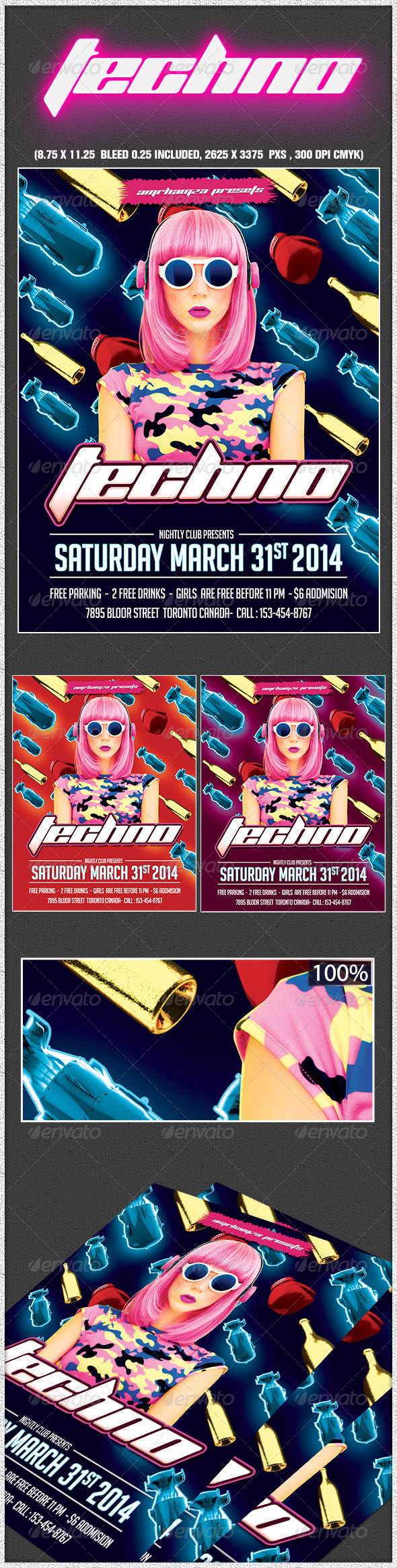 Techno Music Flyer - Clubs & Parties Events