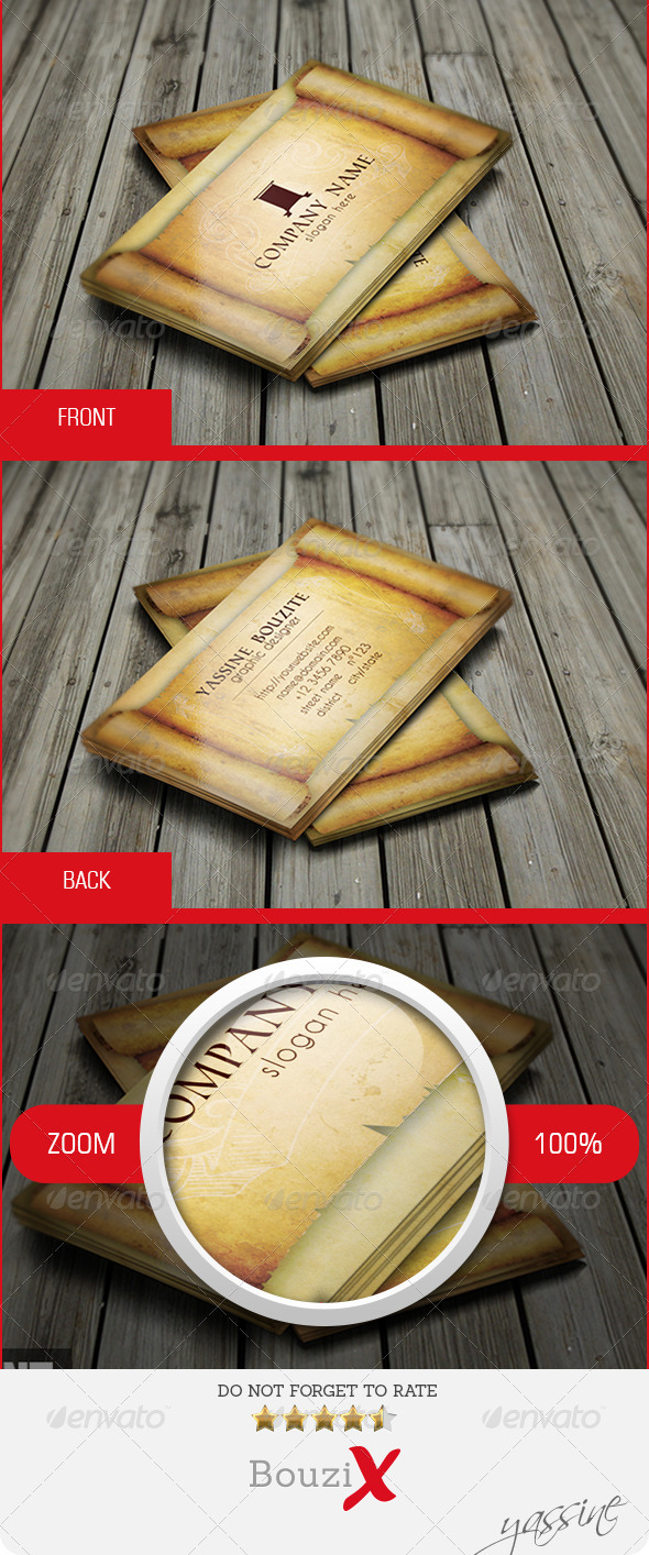 Ancient Paper Business Card - Retro/Vintage Business Cards