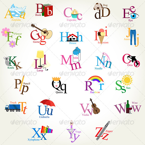 Illustrated Alphabet - Objects Vectors
