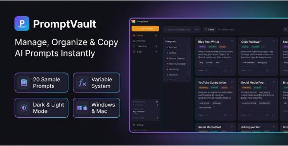 PromptVault | AI Prompt Manager for Windows and Mac