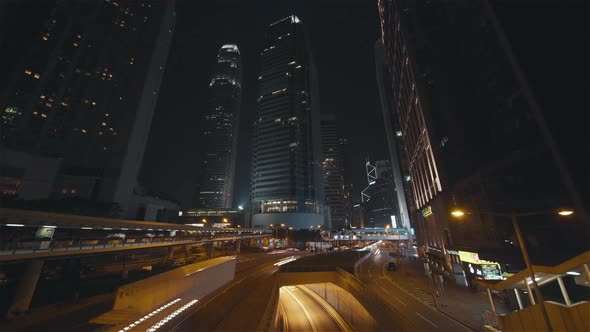 Hong Kong, China, Video - Car trails filmed downtown at night