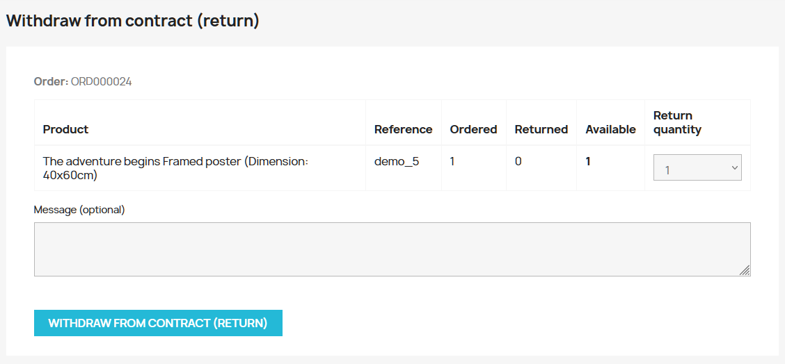 Rettix - one click withdrawal and return for PrestaShop