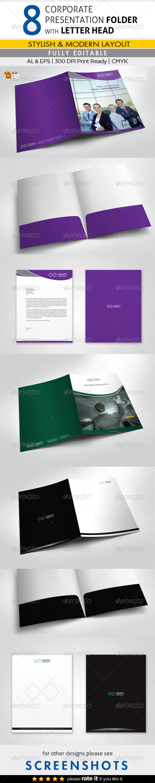 Presentation Folders with Letterheads - Stationery Print Templates
