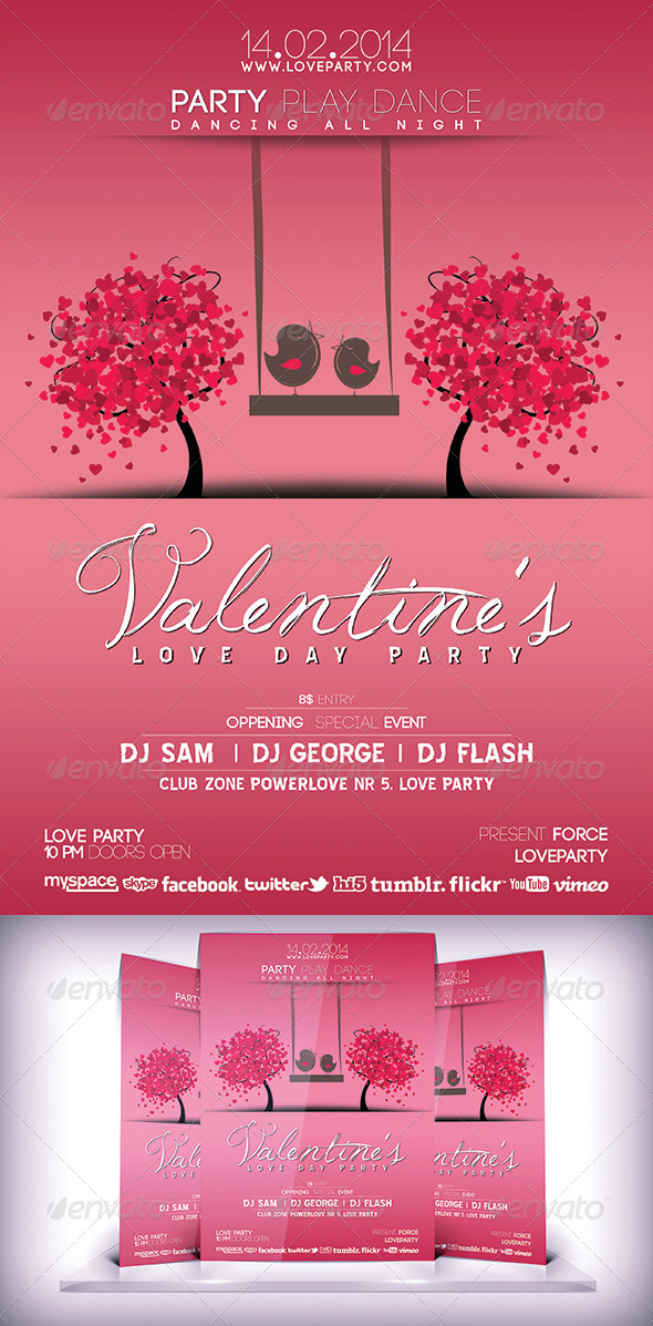 Valentines Day Party Flyer - Flyers Print Templates
