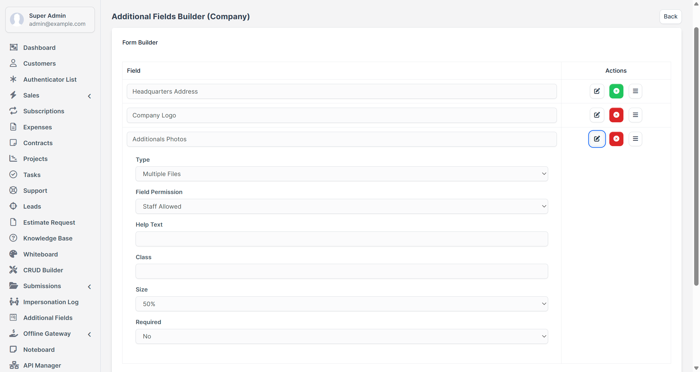 Additional Fields Builder for Perfex CRM by codeonstring | CodeCanyon