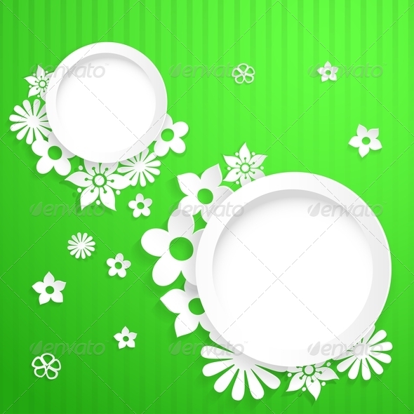 Background with Circles and Paper Flowers - Backgrounds Decorative