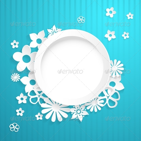 Background with Circle and Paper Flowers - Backgrounds Decorative
