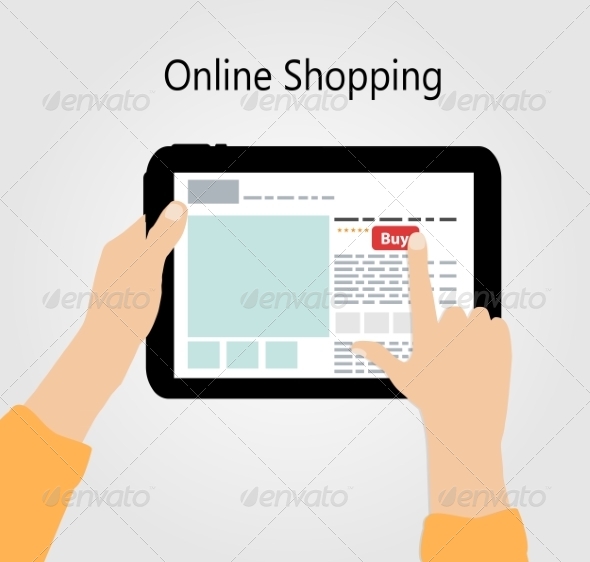 Online Shopping Flat Concept Illustration - Web Technology