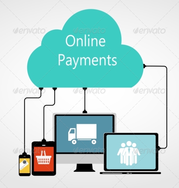 Online Payments Flat Concept Illustration - Web Technology