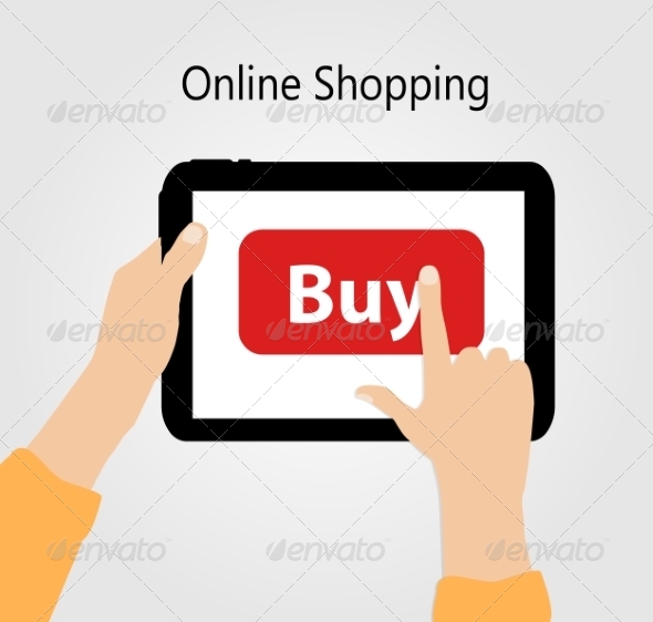 Online Shopping Flat Concept Illustration - Web Technology