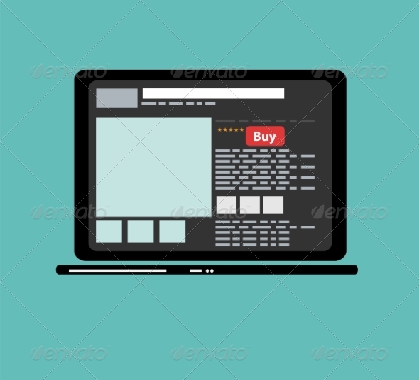 Online Shopping Flat Laptop - Web Technology