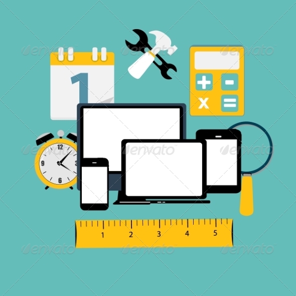 Modern Flat Icon Set for Web and Mobile Application - Web Technology