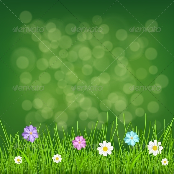 Background with Grass and Flowers - Flowers & Plants Nature