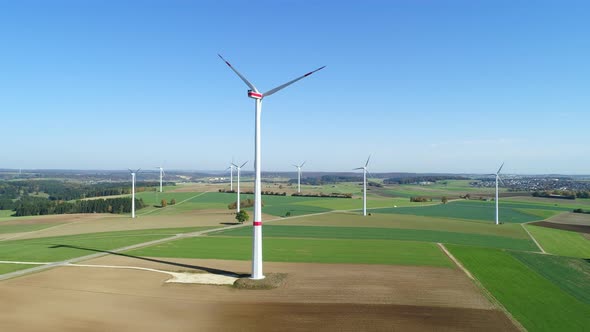 Aerial view of wind turbines, Swabian Alb, Germany alt