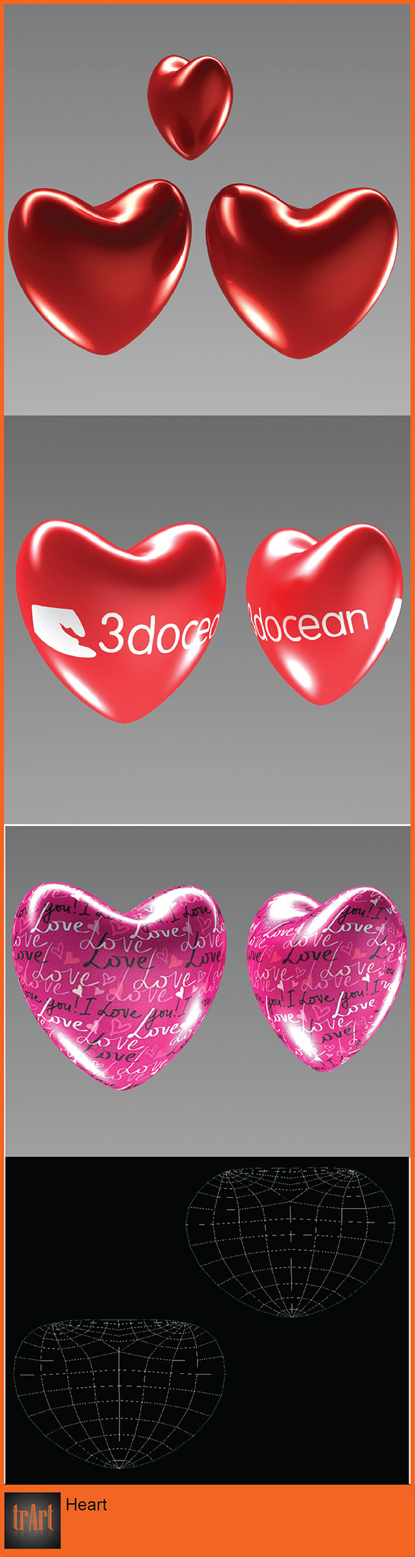 3D love heart - 3Docean 6829351