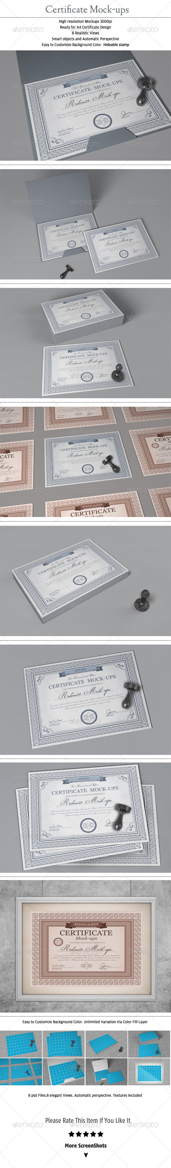 Certificate mock-ups - Stationery Print