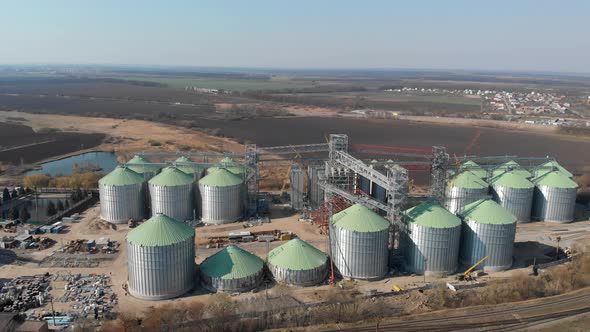 The Base of the Granary. Construction Site of Elevators. Agricultural Industry. Harvesting Cereals