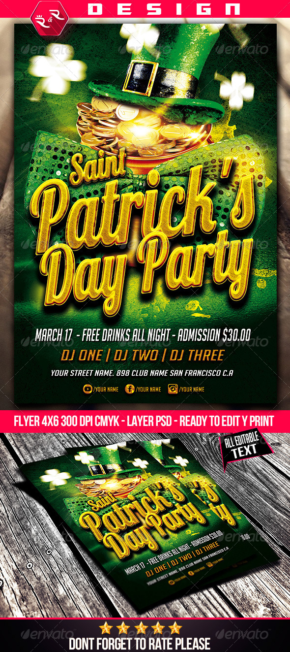 St Patricks Flyer Template - Clubs & Parties Events