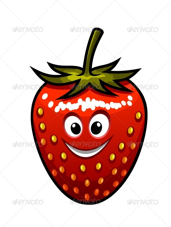 Smiling Strawberry with a Green Stalk - Miscellaneous Characters