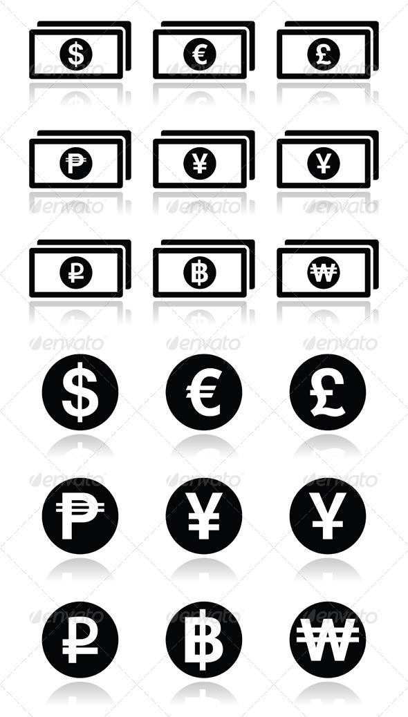 Currency Exchange Symbols - Bank Notes and Coins i - Business Conceptual