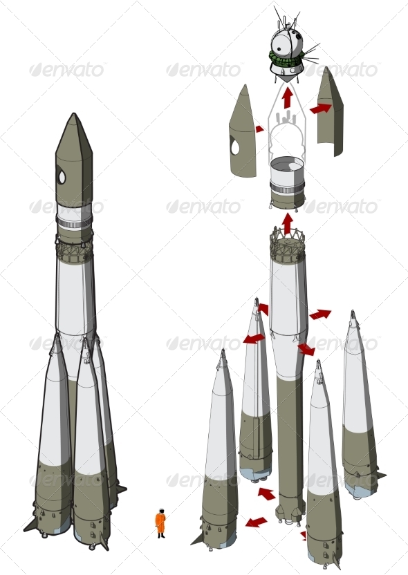 Space Rocket Infographics - Man-made Objects Objects