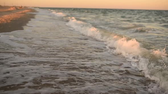Close Shot of a Raging Sea at Evening Sunset alt