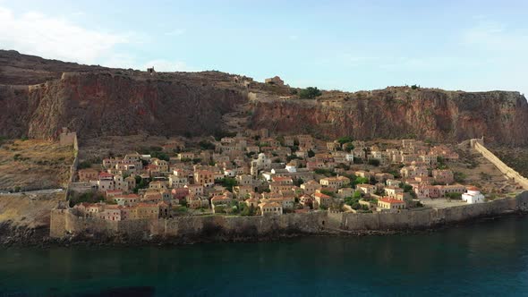 View from the sea of promenade in Greece alt