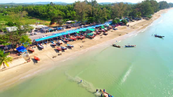 4K Aerial view of drone move on beautiful sea. Flight over ocean, open sea. alt