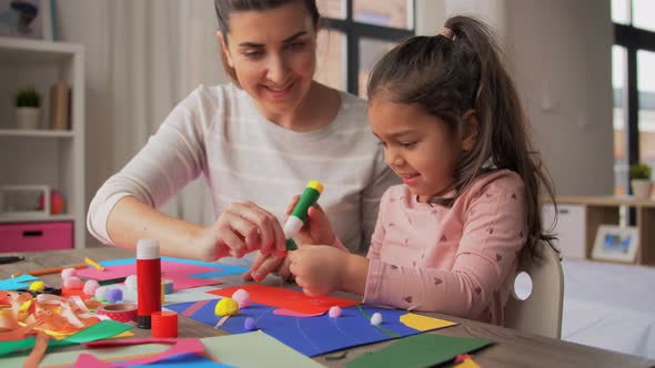 Daughter with Mother Making Applique at Home alt