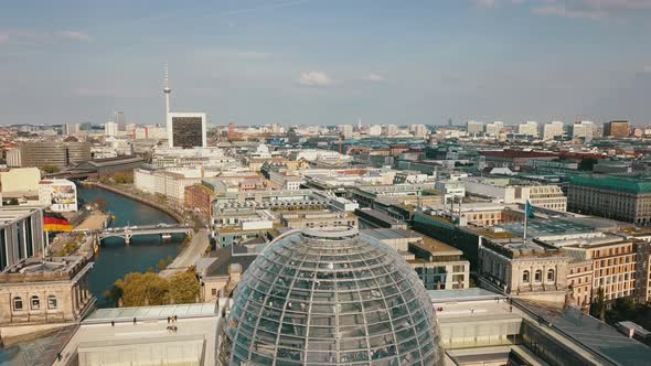 Flying Above BUNDESTAG REICHSTAG IN BERLIN GERMANY