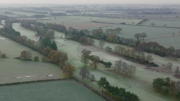 Golf Course Yorkshire Landscape Countryside Autumn Winter Dull Grey Aerial