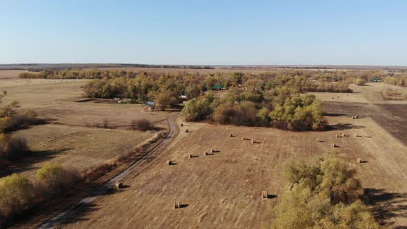 Beautiful Rural Autumn Landscape From a Height in Russia