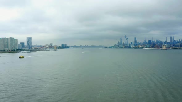 Panoramic View of the Hudson River and New York City Skyline