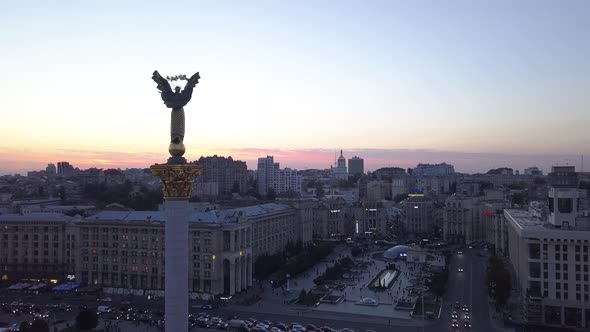 Independence Square. Maidan. Monument. Aerial. Kyiv. Ukraine alt