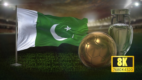 8K Pakistan Flag with Football And Cup Background Loop alt