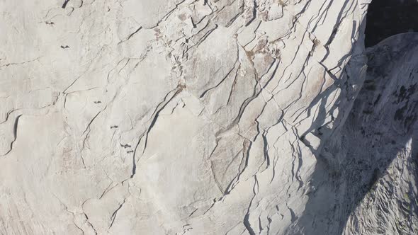 Column of Tourists on They Way Along the Cable Trail on the Slope of Half Dome.Yosemite Park, USA alt