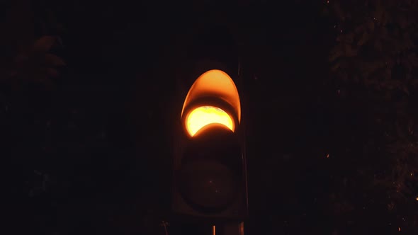 Red, yellow green modern traffic lights in city. changing color traffic light alt