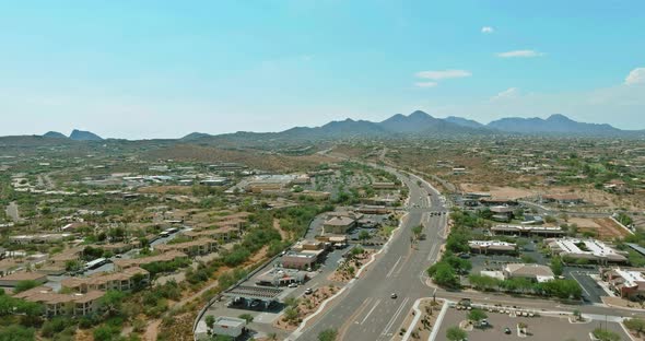 Panorama Near Mountain Desert Landscape Scenic Aerial View of a Suburban Settlement in a Beautiful alt