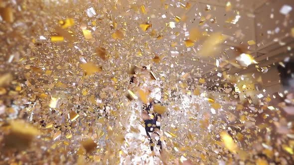 Bride and Handsome Groom Dancing First Dance at the Wedding Party alt